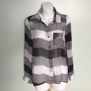 VANITY POLYESTER CHECKERED SHEER BLOUSE SIZE S